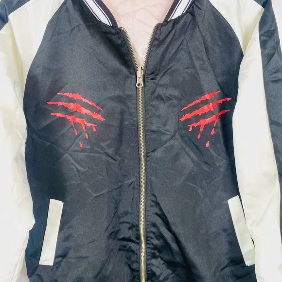 Slash print reversible souvenir bomber varsity baseball jacket size 10 - Picture 5 of 5